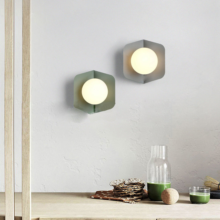 Creative Hexagonal Orb Iron Glass 1-Light Wall Sconce Lamp