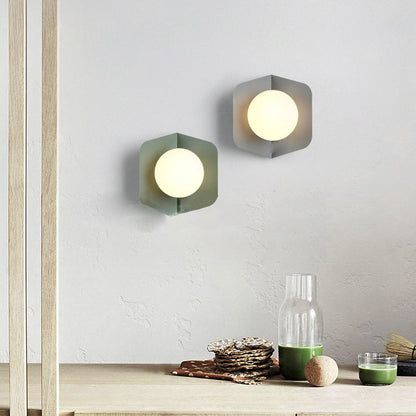 Creative Hexagonal Orb Iron Glass 1-Light Wall Sconce Lamp