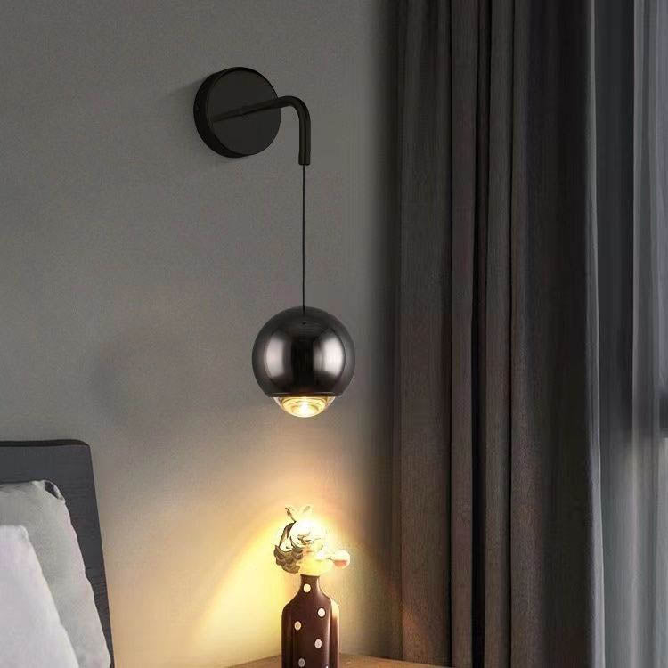 Minimalist Round Ball Aluminum Glass LED Wall Sconce Lamp
