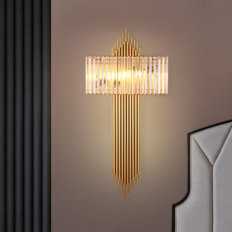 Light Luxury Crystal Square Strip 2-Light Wall Sconce Lamp