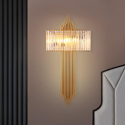 Light Luxury Crystal Square Strip 2-Light Wall Sconce Lamp