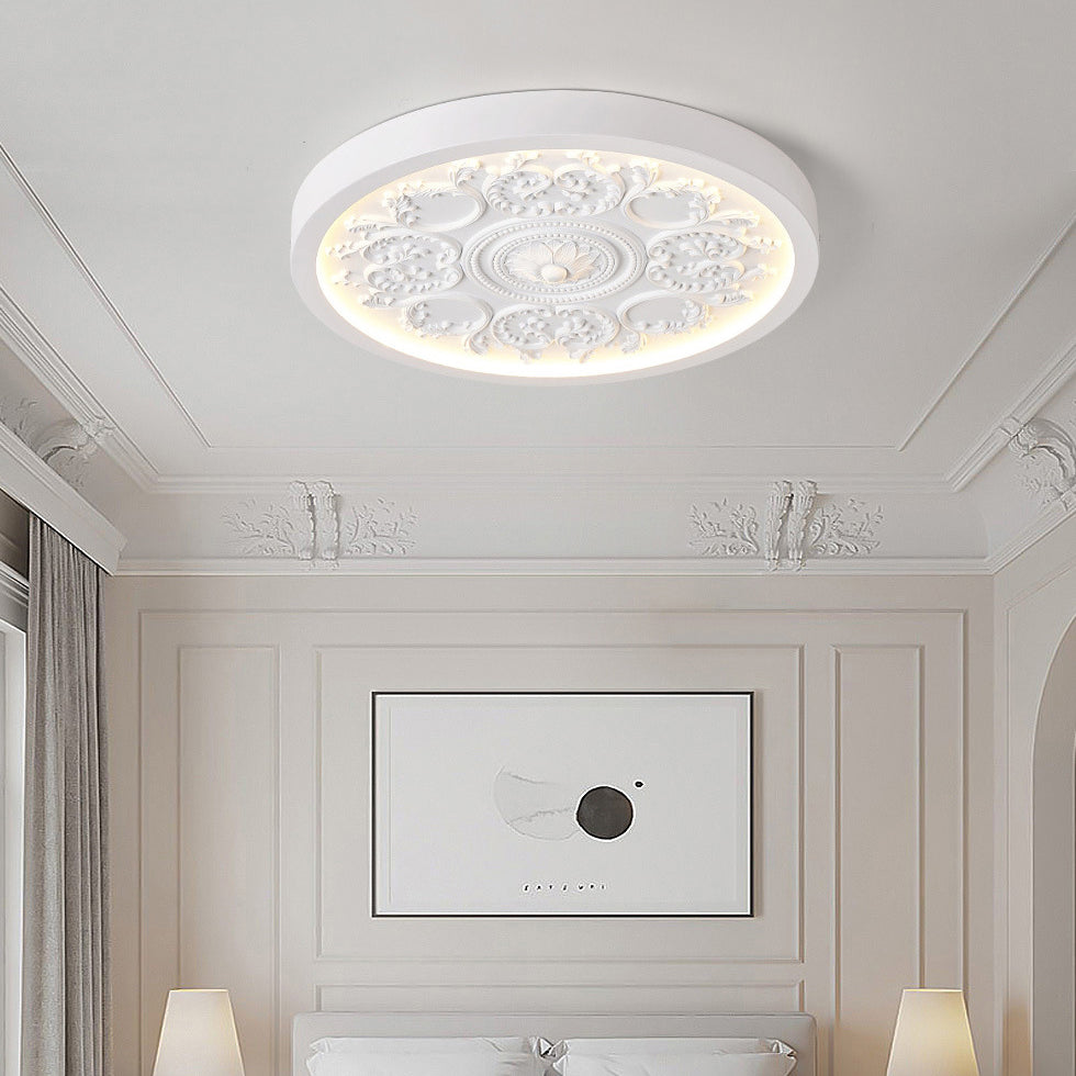 Modern Minimalist Carved Iron Resin LED Flush Mount Light