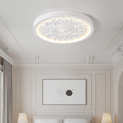 Modern Minimalist Carved Iron Resin LED Flush Mount Light