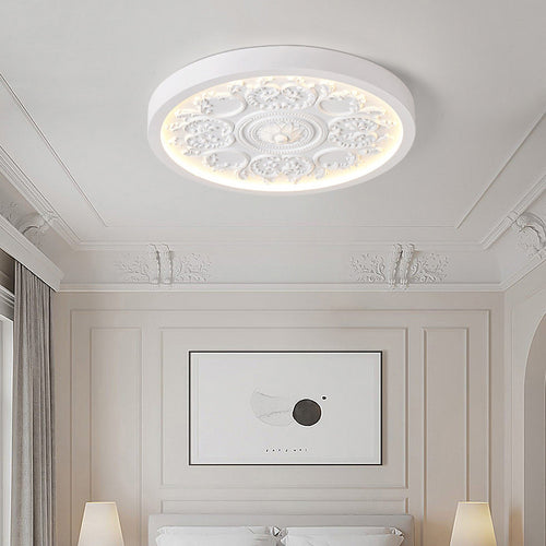 Modern Minimalist Carved Iron Resin LED Flush Mount Light