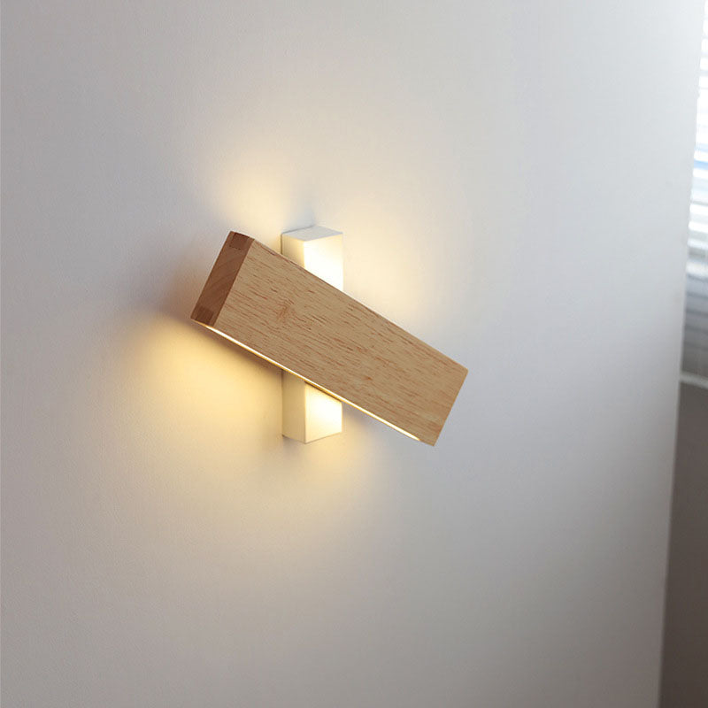 Japanese Minimalist Log Rectangular LED Wall Sconce