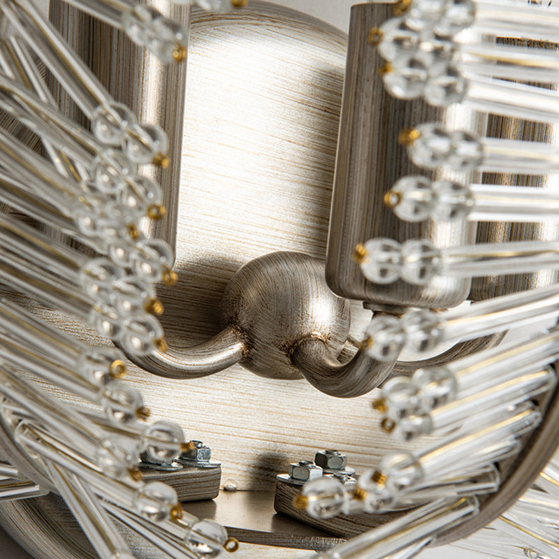 Glass Banana Leaf Iron Frame 3-Light Wall Sconce Lamp
