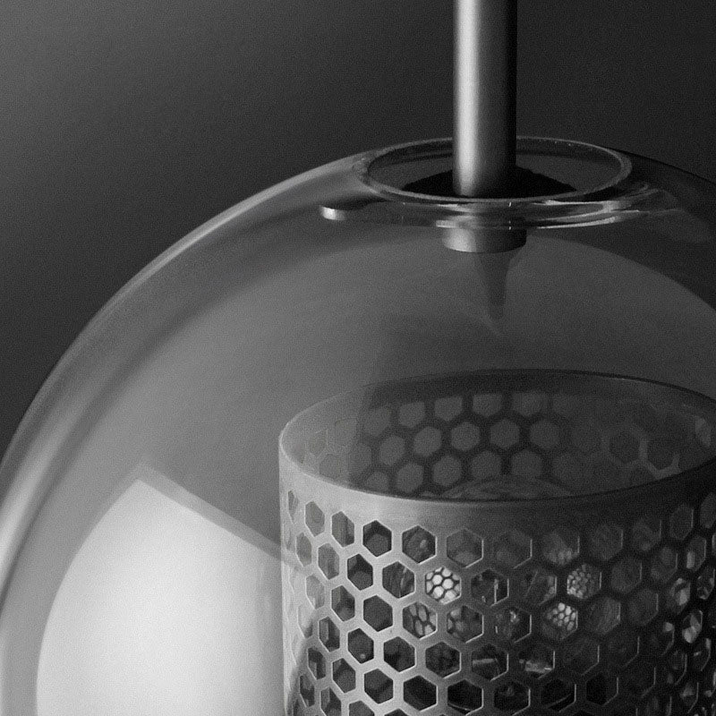 Iron Frame Spherical Glass Shade 1-Light Wall Sconce Lamp