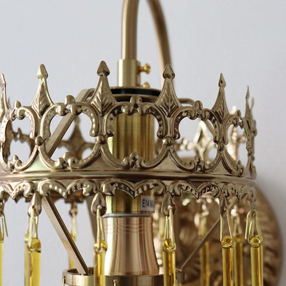French Brown Water Drop Glass 1-Light Wall Sconce Lamp