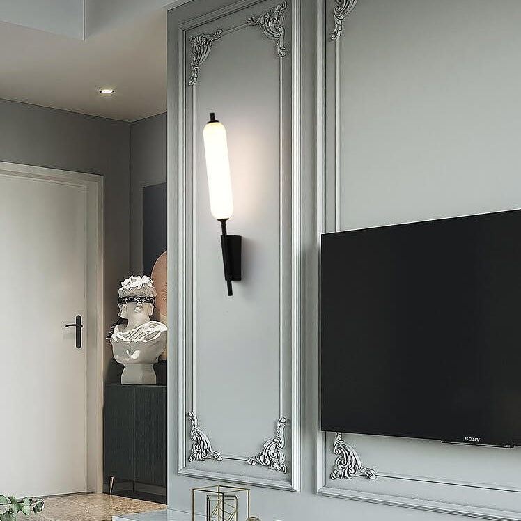 Minimalist Column Straight Arm Iron PC LED Wall Sconce Lamp