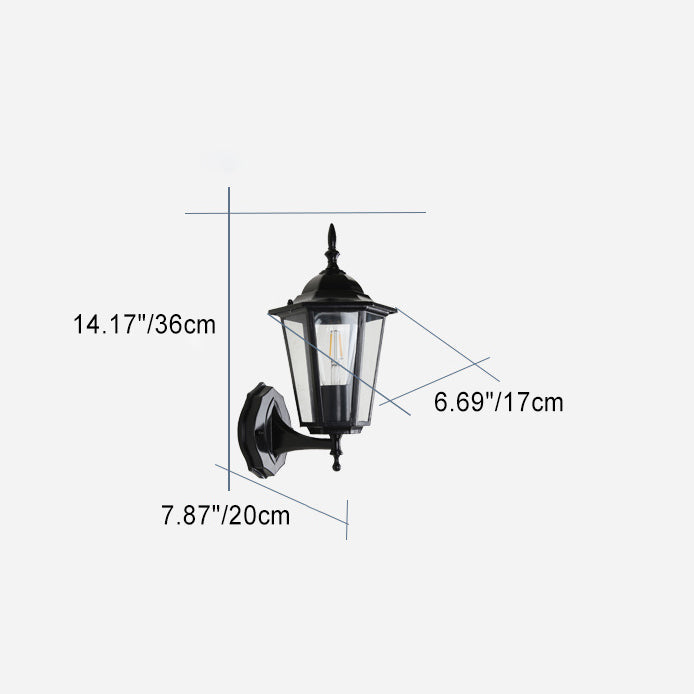 Hexagonal Frosted Glass 1-Light Outdoor Wall Sconce Lamp