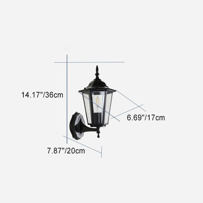 Hexagonal Frosted Glass 1-Light Outdoor Wall Sconce Lamp