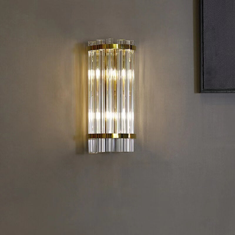 Luxury Crystal Plated Column 2-Light Wall Sconce Lamp