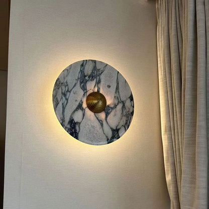 Scandinavian Round Metal Marble LED Wall Sconce Lamp