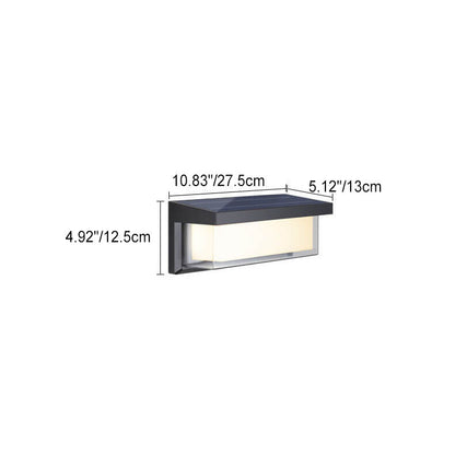 Minimalist Solar Rectangle PC LED Outdoor Wall Sconce Lamp