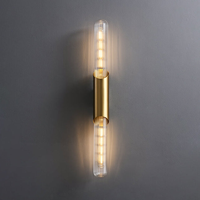 Retro All Copper Long Bar Design 2-Light Wall Sconce Lamp