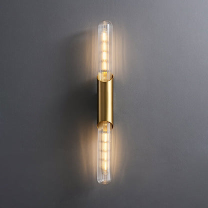 Retro All Copper Long Bar Design 2-Light Wall Sconce Lamp
