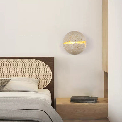 Japanese Travertine Semicircle 1-Light Wall Sconce Lamp