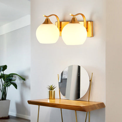 Simplicity Iron Glass Ball 1/2 Light Wall Sconce Lamp