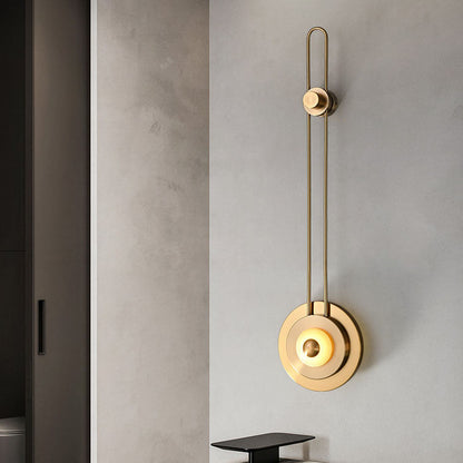 Jade Iron Gold Finish Round Frame LED Wall Sconce Lamp