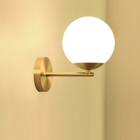 Minimalist Round Ball Copper Glass 1-Light Wall Sconce Lamp