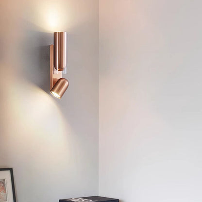 Rotatable Cylinder Metal Glass 2-Light Wall Sconce Lamp