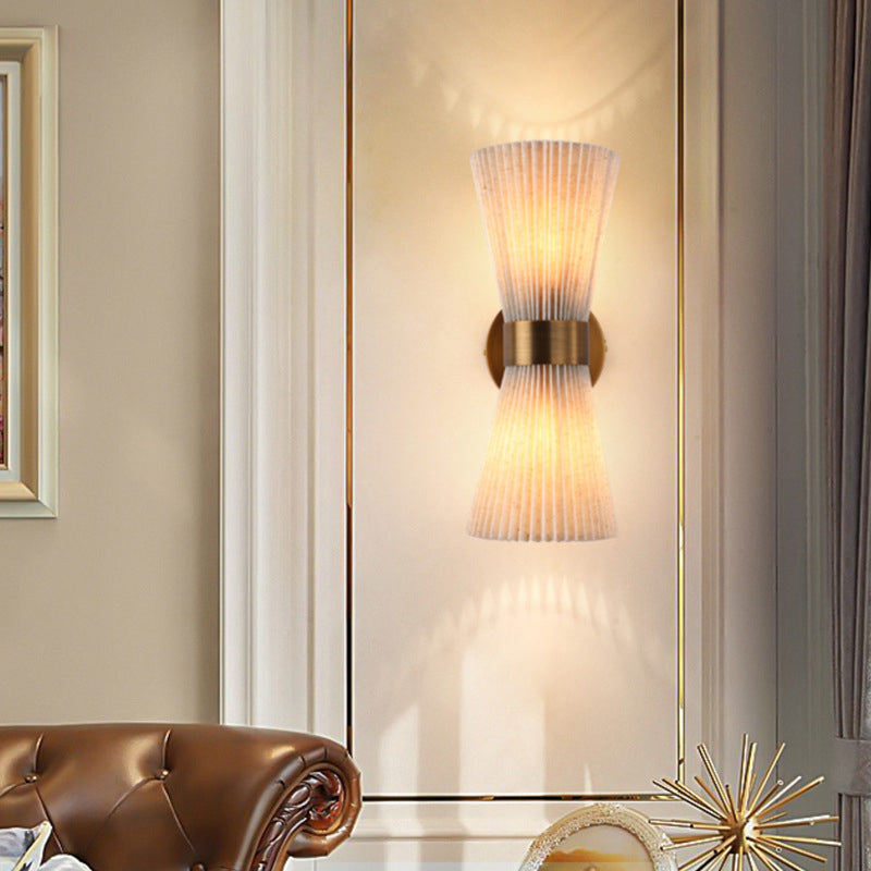 Minimalist Column Fabric Copper 2-Light Wall Sconce Lamp