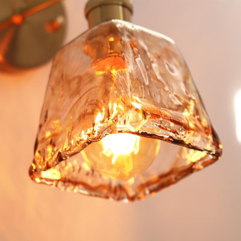 Eclectic Brass Iron Geometric 1-Light Wall Sconce Lamp