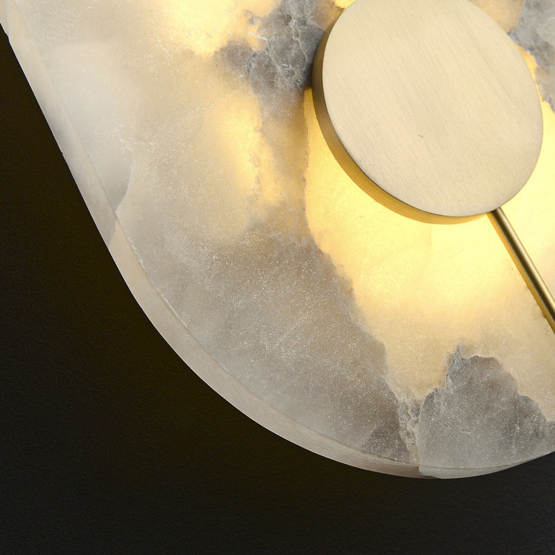 Traditional Copper Marble Oval Shade LED Wall Sconce Lamp