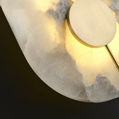 Traditional Copper Marble Oval Shade LED Wall Sconce Lamp