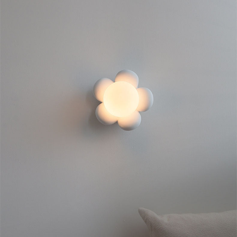Flowers Shape Glass Ceramic 1-Light Kids Wall Sconce Lamp