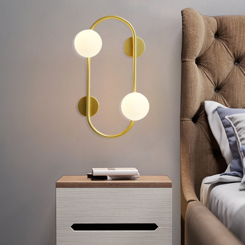 Nordic Iron Glass Ball Oval Ring 2-Light Wall Sconce Lamp