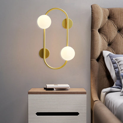 Nordic Iron Glass Ball Oval Ring 2-Light Wall Sconce Lamp