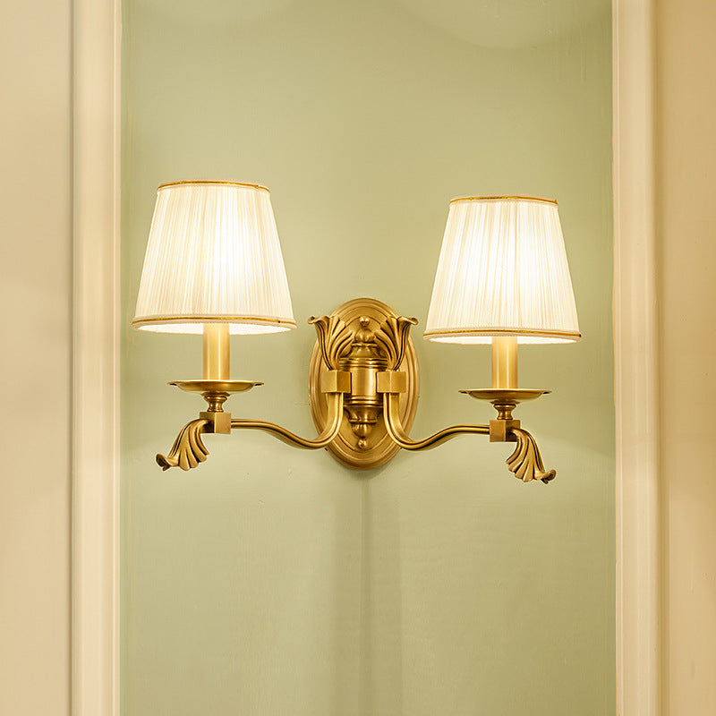 Modern Luxury Dome Copper Fabric 1/2-Light Wall Sconce Lamp