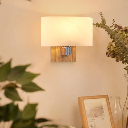Rubberwood Iron Geometric Design 1-Light Wall Sconce Lamp