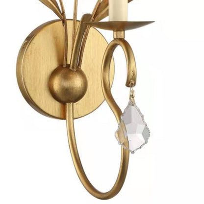European Light Luxury Leaf Iron 1-Light Wall Sconce Lamp