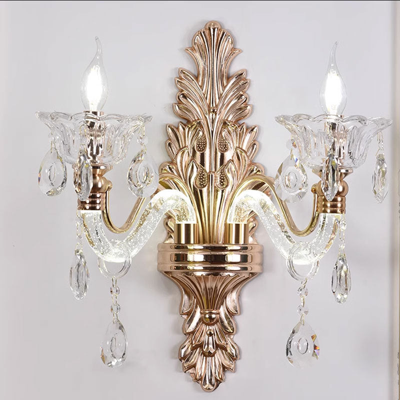 Crystal Flower Candlestick 1/2-Light Wall Sconce Lamp