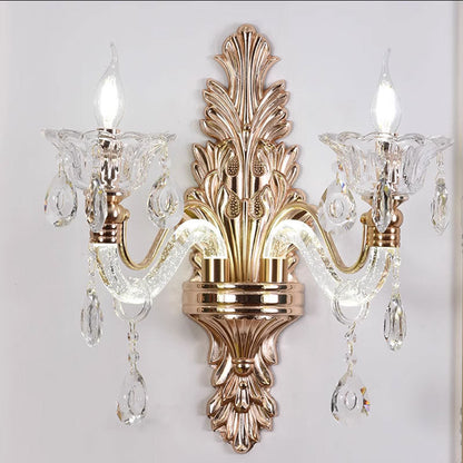 Crystal Flower Candlestick 1/2-Light Wall Sconce Lamp