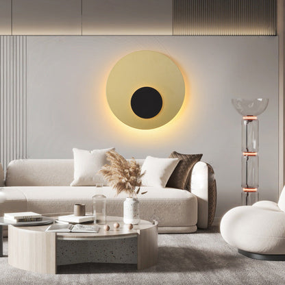 Minimalist Iron Round Flat Piece LED Wall Sconce Lamp