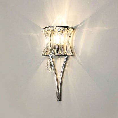 Prismatic Clear Crystal Shade Iron 1-Light Wall Sconce Lamp