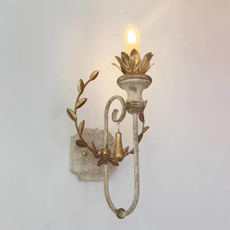 Vintage Solid Wood Candelabra 1-Light Wall Sconce Lamp