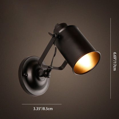 Industrial Iron Cylinder 1-Light Spotlight Wall Sconce Lamp