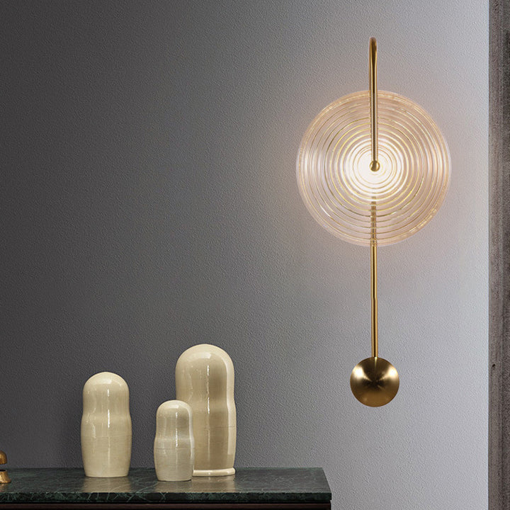Nordic Round Ripple Iron Glass LED Wall Sconce Lamp