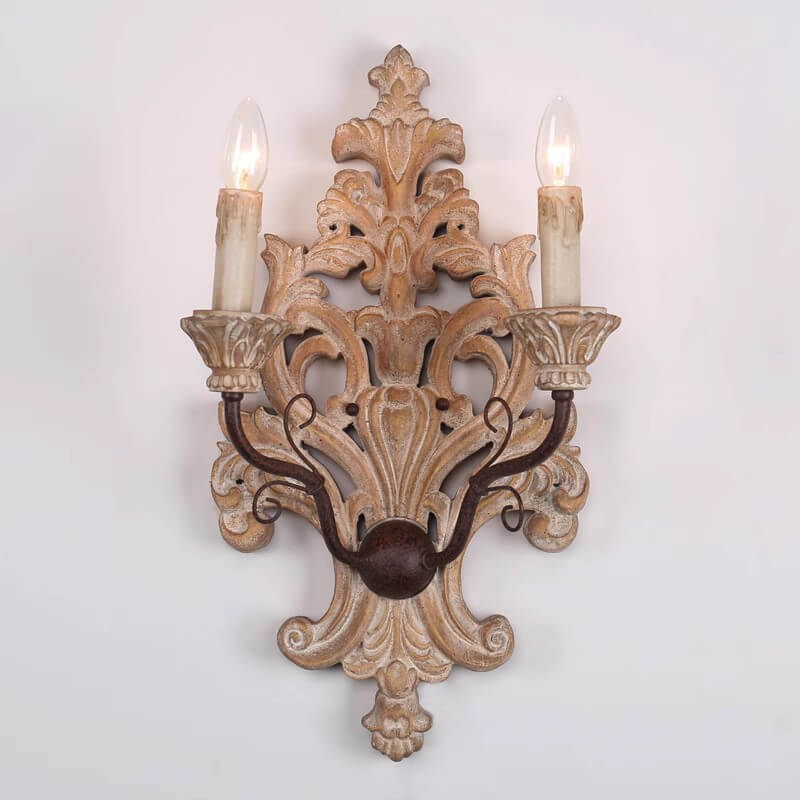 Rural Iron Double Head Candelabra 2-Light Wall Sconce Lamp