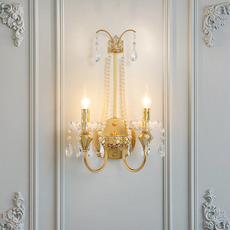 Iron Pendant Candlestick Holder 2-Light Wall Sconce Lamp