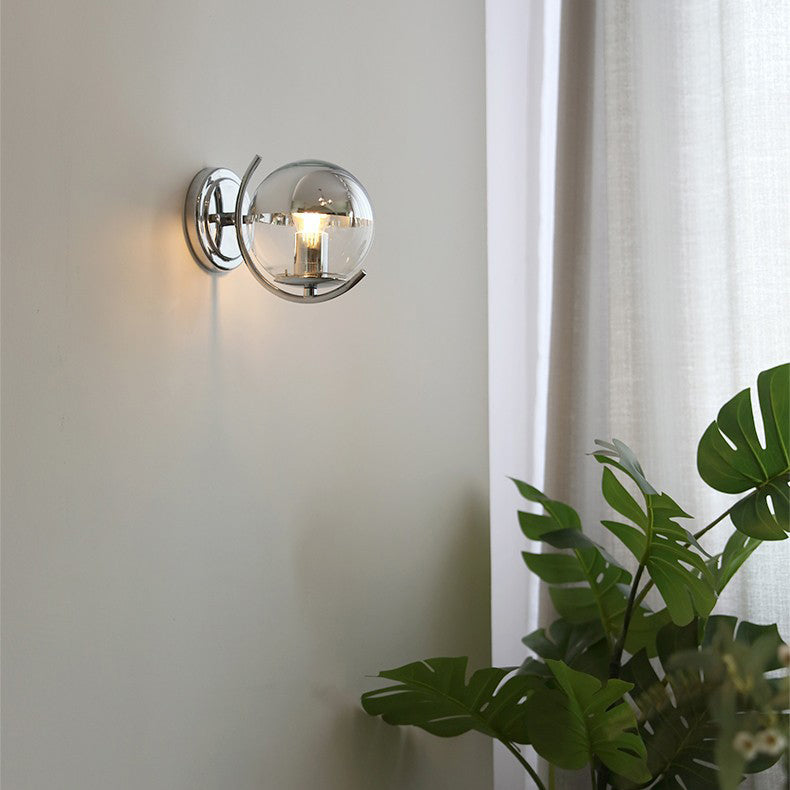 Simplicity Spherical Glass Shade 1-Light Wall Sconce Lamp