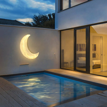 Outdoor Moon Shape Resin LED Rainproof Wall Sconce Lamp