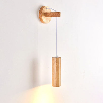 Minimalist Long Strip Rubber Wood LED Wall Sconce Lamp