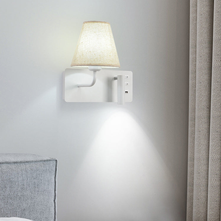 Simplicity Aluminum Fabric Cone 1-Light Wall Sconce Lamp