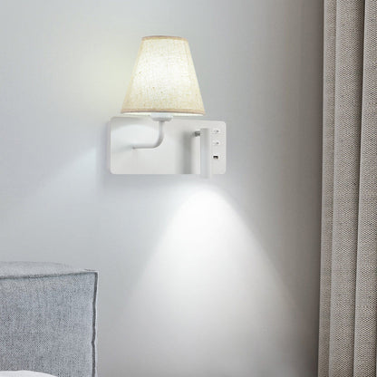 Simplicity Aluminum Fabric Cone 1-Light Wall Sconce Lamp