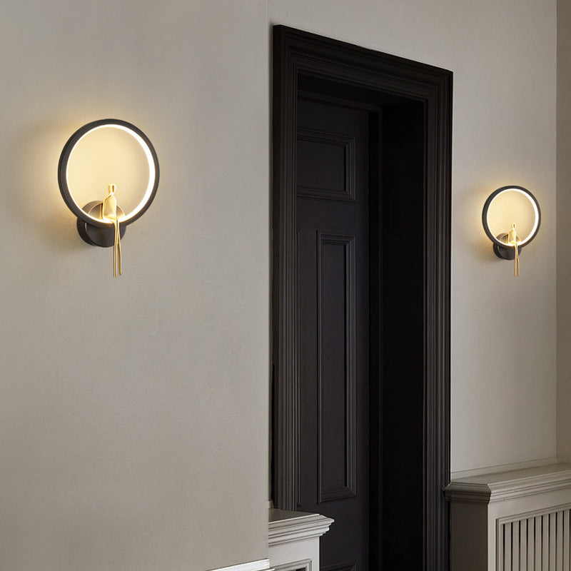Nordic Minimalist Round Full Copper LED Wall Scone Lamp